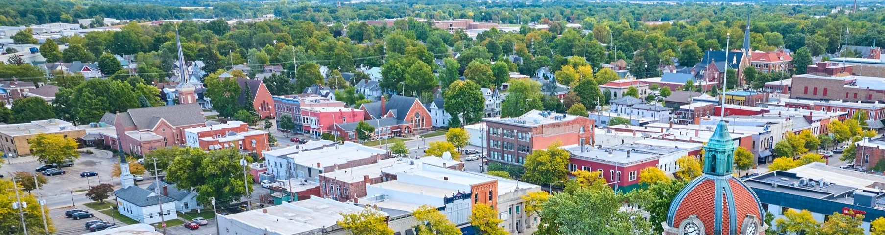 An overview of a town