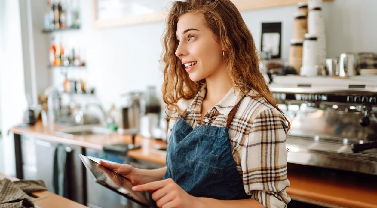A barista taking an order